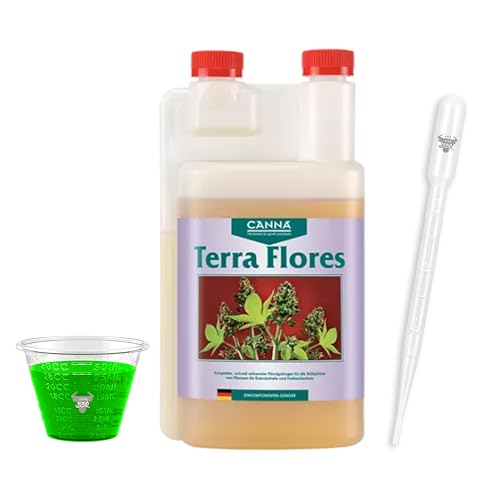 Canna Terra Flores 1L mit Pipette und Messbecher – Mineraldünger für die Blütephase, üppige Blüten und aromatische Früchte