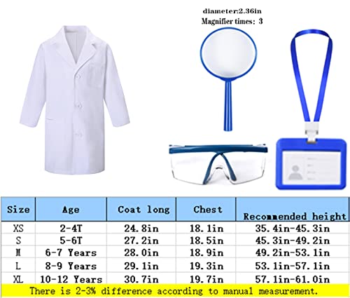 Togrop 4Pcs Doctor Scientist Lab Costume For Kids Role Play Thick White Coat Birthday Party Gift 6-7 Years #TOP6