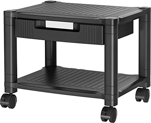 Maxgear Printer Stand, Under Desk Printer Stand With File Storage And Cable Management, Height Adjustable Printer Cart, 2 Tier Computer Printer Desk Stand With 4 Wheels, 3D Printer Table For Office #TOP25