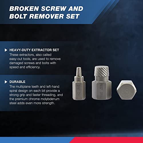 NEIKO 04204A Hex-Head Multispline Screw and Bolt Extractor Set, Easy-Out Screw Extraction, Broken Bolt Remover - Image 2