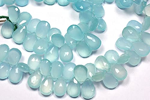 Perles calcédoine aqua naturelle poire briolette pour confectionner vos boucles d'oreilles