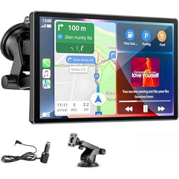 Tela Carplay sem fio para carro – tela sensível ao toque HD portátil de 7 polegadas compatível com Apple Carplay e Android Auto, navegação GPS/controle de voz/Bluetooth/AUX/FM para todos os veículos