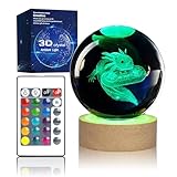 Aoyosic 3D Axolotl Crystal Ball Night Light with 16 Color LED Wooden Base, Premium 3.15 Inch Axolotl Glass Ball Lamps with Remote for Christmas, Axolotl Gifts for Boys Girls Friends