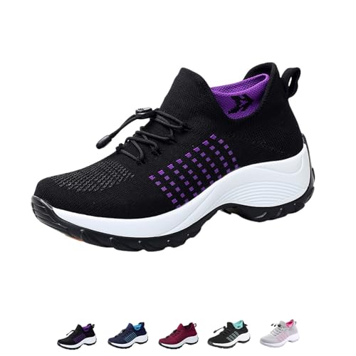 Generic Women's Comfort Wear Orthowear Stretch Cushion Shoes, Walking Shoes for Women, Plantar Fasciitis Support, Arch Support, Breathable Mesh Upper, Height Increasing Sole, Non-Slip PU Outsole