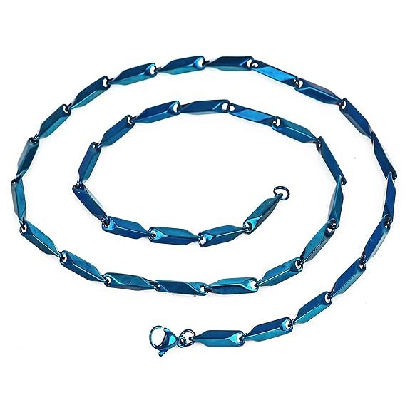 meenaz Blue chain for men combo necklace for men gold chains for men neck chain for men chain for boys men mens chain Stainless steel stylish long chains Locket Pendant golden chain fashion-367-picture-27