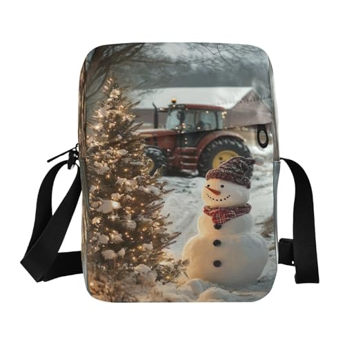 Crossbody Bag Christmas Snowman Winter Messenger Bag for Women Men Purse Shoulder Bag Satchel Bag with Adjustable Strap 202b6836