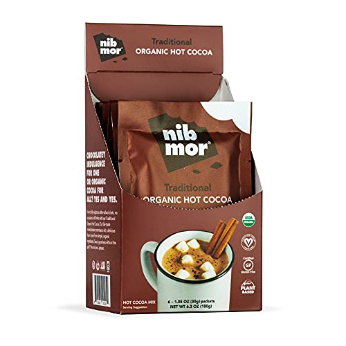 Nib Mor Vegan Hot Chocolate Packets Or Cold Drinking Chocolate Mix | Traditional | Pack Of 12 Satchets | Gluten Free, Organic Hot Cocoa #TOP3