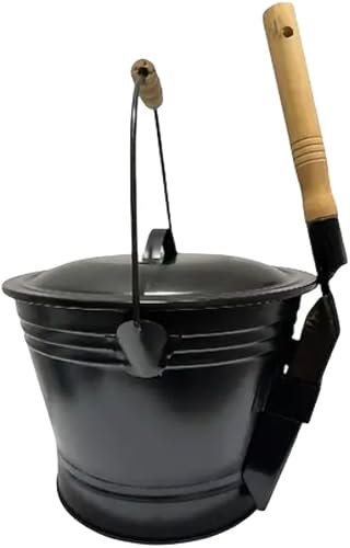 Tool Heavy-Duty Galvanised Iron Fireplace/Ash Bucket With Lid & Shovel