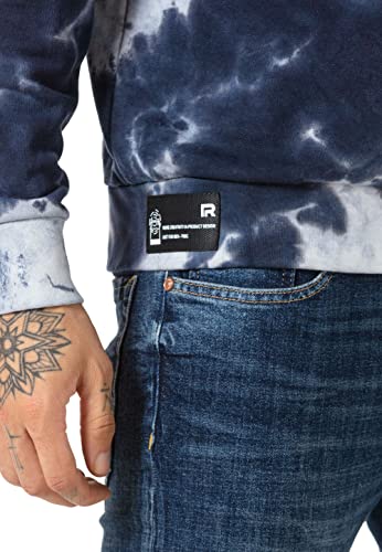 Redbridge Bluza męska z okrągłym dekoltem sweter batik, niebieski, L