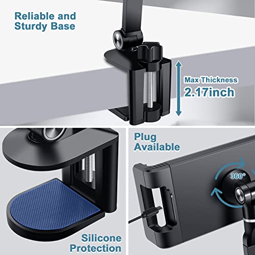 Zexmte Tablet Stand Holder, Adjustable Desktop Tablet Holder Mount Foldable Phone Stand With 360° Swivel Phone Clamp Mount Holder,Stable Tablet Stand For Ipad 4.7-12.9" Tablets/Phones-Black #TOP5