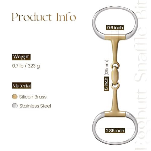 image for EQUSPUR Eggbutt Snaffle Bit 5 inch, Silicon Brass and Stainless Steel,