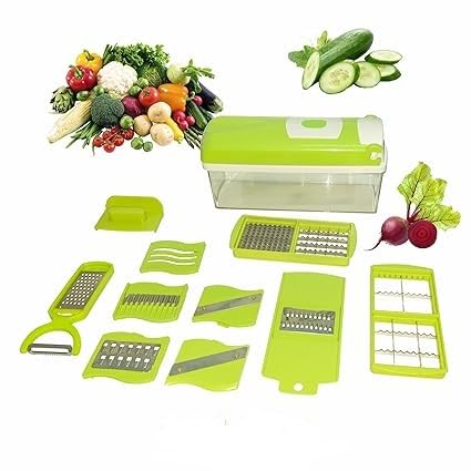 M-12 in 1 Multipurpose Vegetable and Fruit Chopper Cutter Grater Peeler Chipser, Slicer Dicer for Kitchen, Easy Push to Clean Button, Easy to Use