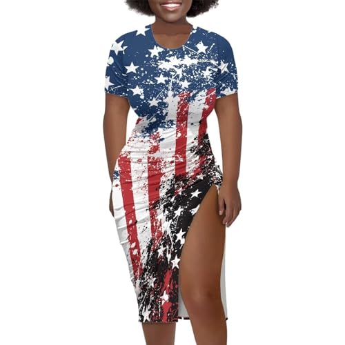 Image of Short Sleeve Dress for Women,Sexy Bodycon Dress,Plus Size Slit Dress,String Design s-4xl