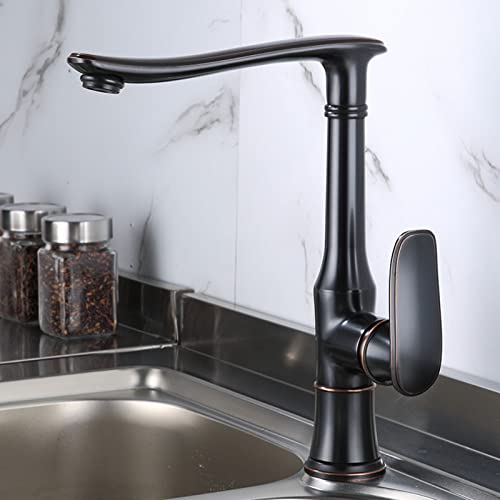 Robinet pivotant à 360 degrés pour évier de cuisine avec bec vintage noir - 3