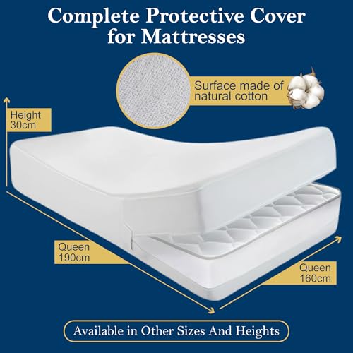 Housse de matelas imperméable 160x190 cm intégrale avec fermeture éclair