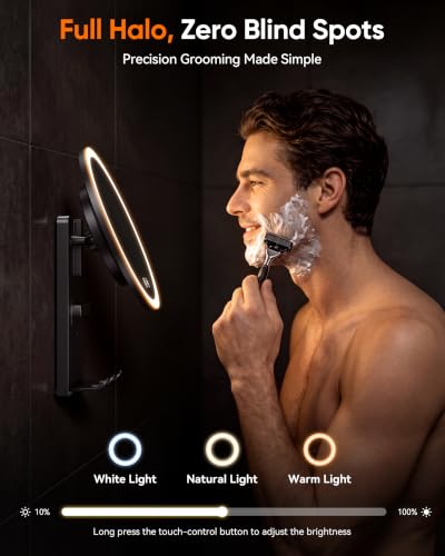 Image of Heated Shower Mirror Fogless for Shaving, Suction Cup Shower Mirror