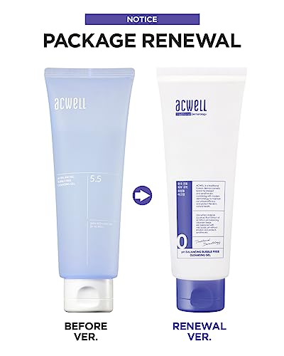 Acwell Ph Balancing Bubble-Free Hydrating Facial Cleansing Gel 5.4 Fl.oz. - For Sensitive Skin, Hyaluronic Acid And Licorice Extracts, Non-Foaming Cleanser For Skin Moisturization #TOP1