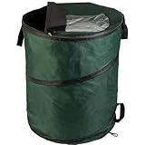 Wakeman Outdoor Trash Can - 46-Gallon Collapsible Garbage Can with 3 Stakes - Pop Up Trash Bin for Camping, Storage, or Yard Waste Outdoors (Green)
