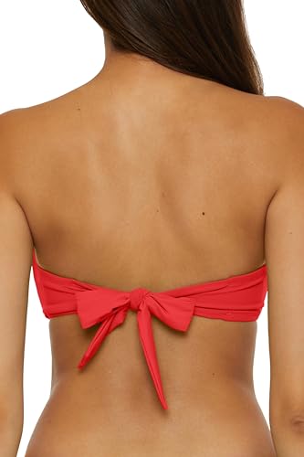 BECCA Women's Color Code Shirred Bandeau Bikini Top, Adjustable, Tie Back, Swimwear Separates4