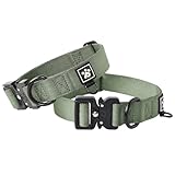 PawsPassion Reflective Dog Collars for Medium Dogs, Heavy Duty Tactical Dog Collar with Metal Buckle, Durable Pet Collar Quick Release, Reinforced Nylon No Pull Dog Collar (Evergreen, M)
