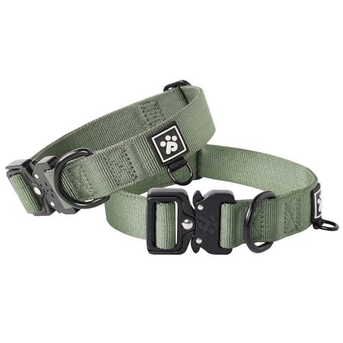 PawsPassion Dog Collars for Large Dogs, Heavy Duty Tactical Dog Collar with Metal Buckle, Durable...