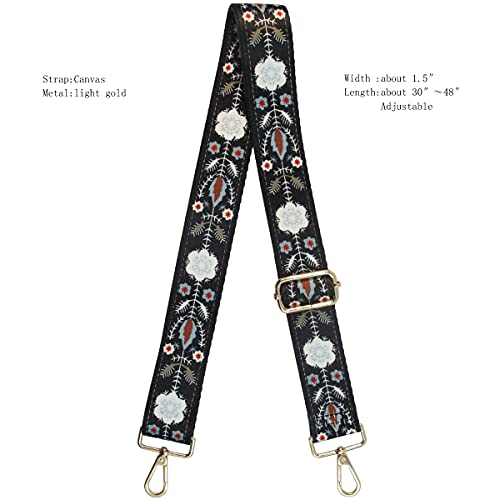 Image of Duwi Wide Handbag&Purse Strap Jacquard Woven Guitar Style Replacement Strap Multicolor Canvas Adjustable Crossbody Bag Strap