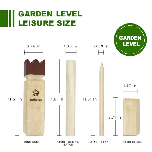 SunNordic Kubb Yard Game Set, Garden Rubber Wood Outdoor Tossing Game with Canvas Carry Bag, Giant Viking Outdoor Chess Game for Kids, Adults & Backyard Lawn by SunNordic - Image 4