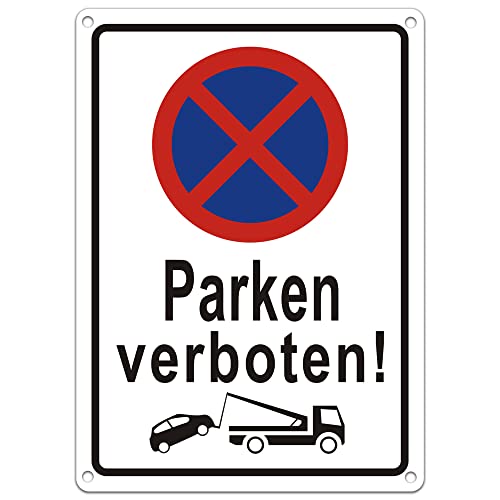 1 Stück Absolutes halteverbot Parken verboten Schild, 25 x 18 x 0.1cm aus Aluminium mit langlebige Tinte und 4 Lochbohrungen zum einfache Montage Cover