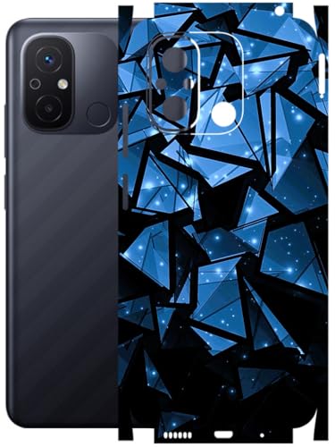 Image of AtOdds - Full Body Back Screen Guard Protector Film - Lamination Wrap Skin Sticker Compatible with REDMI 12C | Scratchproof Matte Finish (Blue Crystals)