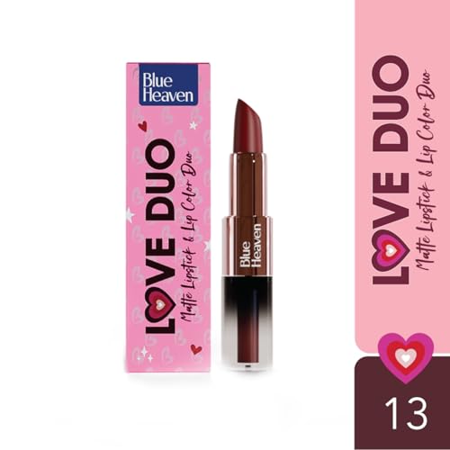 Image of Blue Heaven Love Duo 2 in1 Dual Sided Lipstick for women | Non Transfer| Hydrating and Long Lasting Upto 12 hrs | Soft Matte Finish formula - 13 |1.5ml + 4g