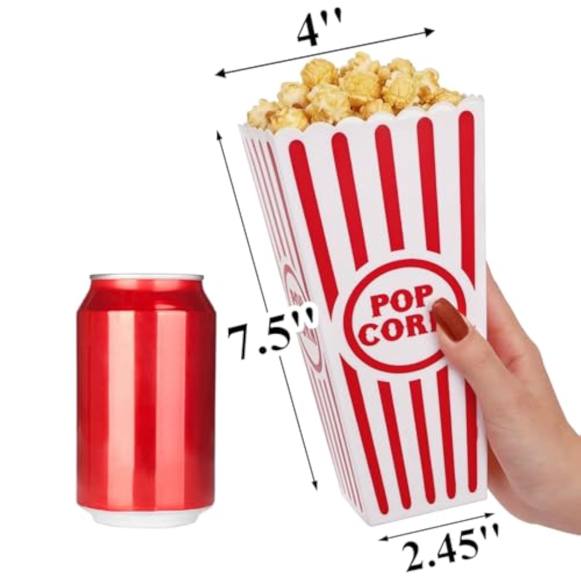 20 Pack Plastic Open-Top Popcorn Boxes