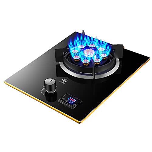 Aouoeeo Placa de Gas, Encimera de Gas, Cocina de Gas con Quemador, encimera de Gas, 5 quemadores, 2 kW, vitrocerámica, Cristal Negro, Mando para niños