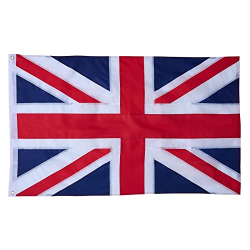 ROTERDON British Flag 3x5 FT Outdoor Heavy Duty 210D Oxford Polyester Union Jack England Flags Vibrant Colors and Fade Proof Embroidered Sewn Stripes United Kingdom UK Flag with Brass Grommets 3x5