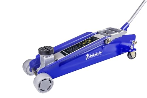 MICHELIN 009555 Cric Hydraulique Maxi Levage 2,25T – Hauteur 150-530 mm – Châssis Extra Long et Bras 70 cm – Idéal SUV, 4x4, Camping-Car, Utilitaires – Protection, Roues Pivotantes, Rangement Écrous