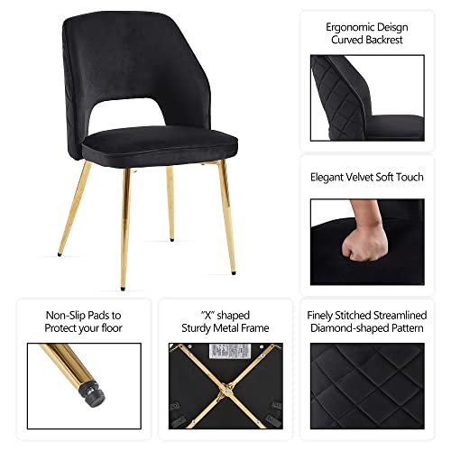 Homedot Dining Chair Set Of 4,Modern Upholstered Dining Room Chairs With Backrest And Gold Metal Legs,Vanity Accent Side Chairs For Dining Room, Living Room #TOP4