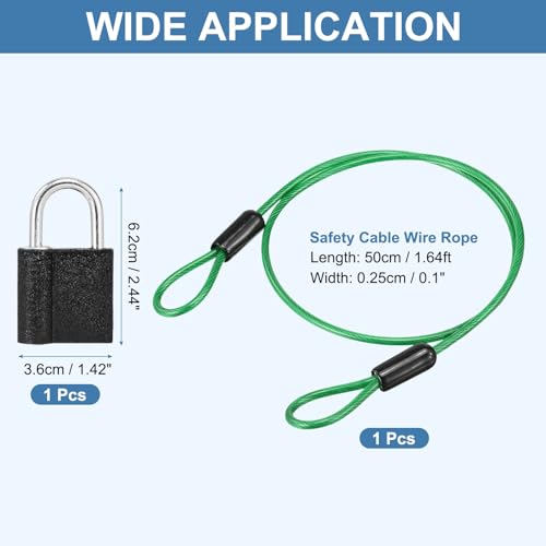 Cable de seguridad de acero con doble bucle de 1.64 pies y candado PATIKIL 2