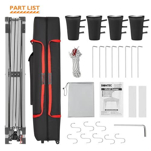 BONTEC 3x3m Pop Up Gazebo with 50+ UPF Protection, Waterproof Canopy Tent with Easy Setup, Height Adjustable, Portable with Wheeled Carry Bag, Perfect for Outdoor Events, Camping, Beach, and Parties - Image 6