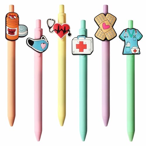 Hyleara Lustige Krankenschwester Kugelschreiber Set 6 Stück Pflegekraft Geschenke Kugelschreiber 0 5 mm Schwarz Geschenk Krankenschwester Arzt Pflegekraft für Medizinische Fachangestellte Nurse