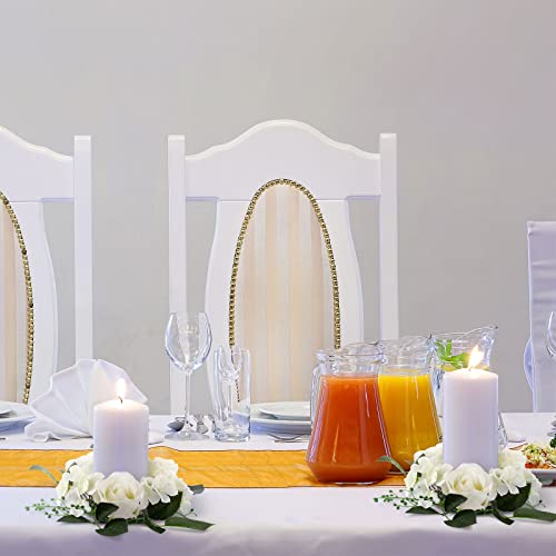 Jutom 8 Pcs Wedding White Rose Candle Rings Artificial Floral Wreaths With Green Leaves Flower Candle Rings Candleholders Garland For Pillar Centerpiece Party Table Decor, 3.94'' Inner Diameter #TOP5