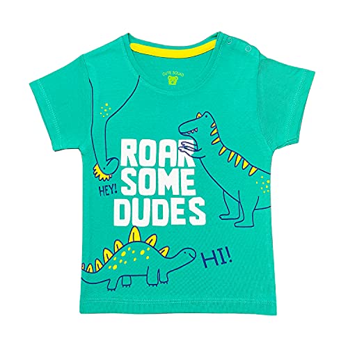 Image of Pack of 6 Baby Boys and Girls 100% Cotton Printed Regular fit Tshirts with Shoulder Poppers (0 to 24 Months)