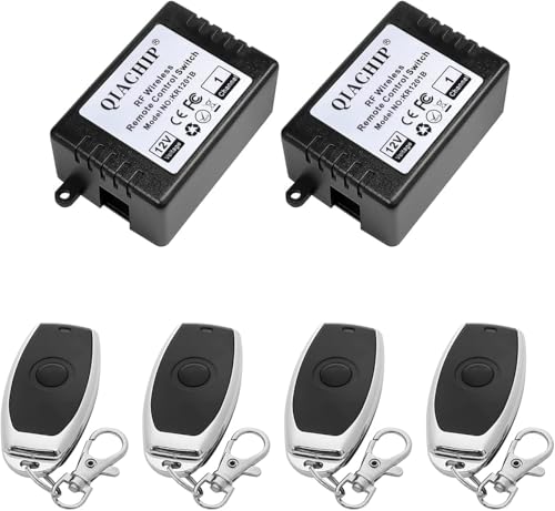 QIACHIP Commutateur a distance Sans fil 1 Canal DC 12V 433mhz Relais RF Interrupteur Momentané Module Récepteur avec émetteurs,Telecommande Portail...