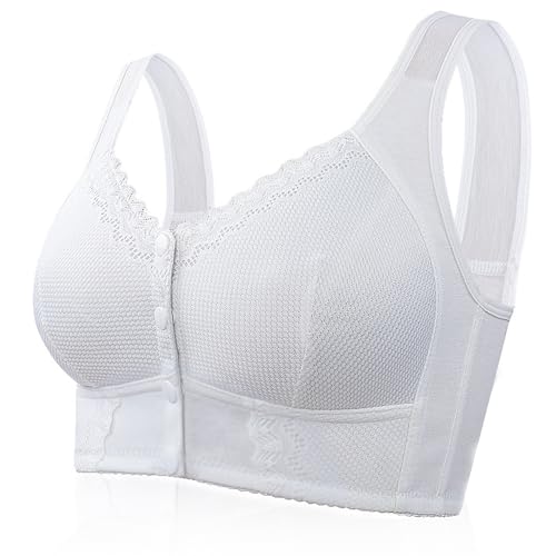 Front Closure Bras for Odler Women Gathering Plush Size Bras Thin Cup Wireless Bras Full Coverage T-Shirt Bralettes