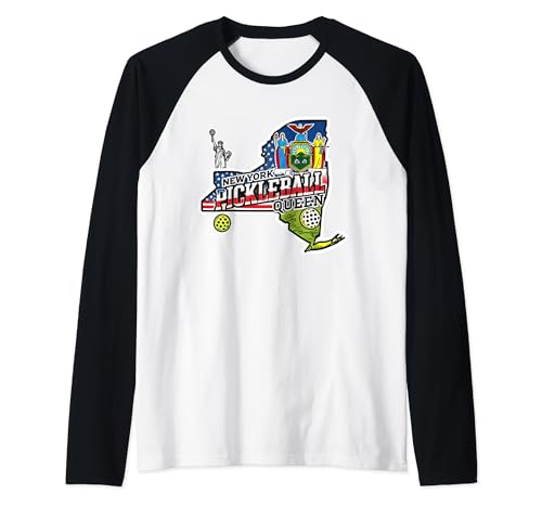 Funny New York Pickleball Queen | Funny Court Apparel Camiseta Manga Raglan