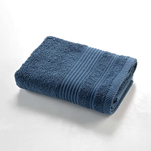 Douceur d'Intérieur, Serviette de Toilette (50 x 90 cm) Tendresse Saphir, Eponge Unie 100% Coton
