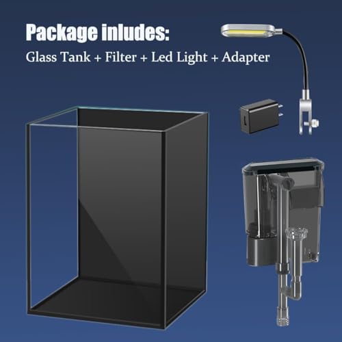 Craftsboys 5.5L Aquarium-Starter-Kits, Nano-Glas-Aquarium mit Filter, LED-Licht für Aquascape DIY kleines Betta-Fischbecken