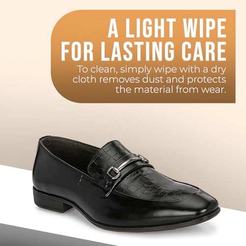 Image of San Frissco Polyurethane Textured Formal Loafers with Buckel Regular Styling Cushioned Footbed|Comfortable Fashionable Stylish Flexible for Men