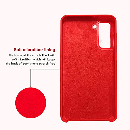 Image of LIRAMARK Liquid Silicone Soft Back Cover Case for Samsung Galaxy S21 Plus (Red)