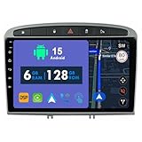RoverOne Autoradio GPS per Peugeot 308 308 SW 2007-2015 408 2012-2020 Carplay Android Auto Stereo Head Unit Bluetooth Sat Navigation (telaio argento)