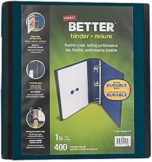 Staples 399986 1.5-Inch 3-Ring Better Binder Dark Teal (22162-Us)
