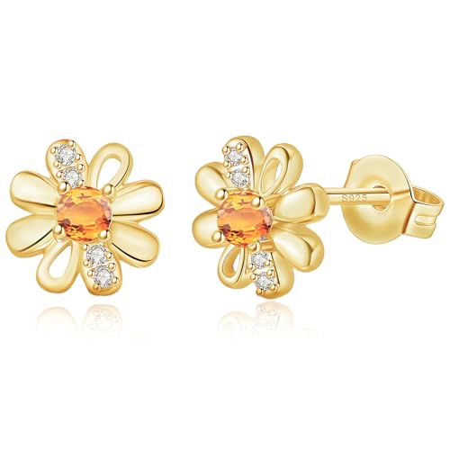 Image of DOA Daisy Gold Stud Earrings, gold studs earrings With Zircondia Crystals, Earring Jewellery Gifts For Girls